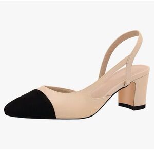 Classic Chic Slingback Beige & Black Heels